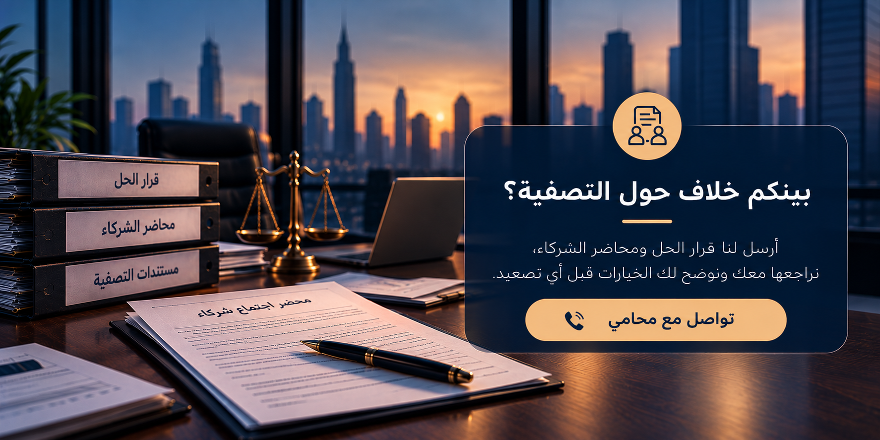 استعن بمحامي تصفية شركات في حالة التصفية لخلاف بين الشركاء